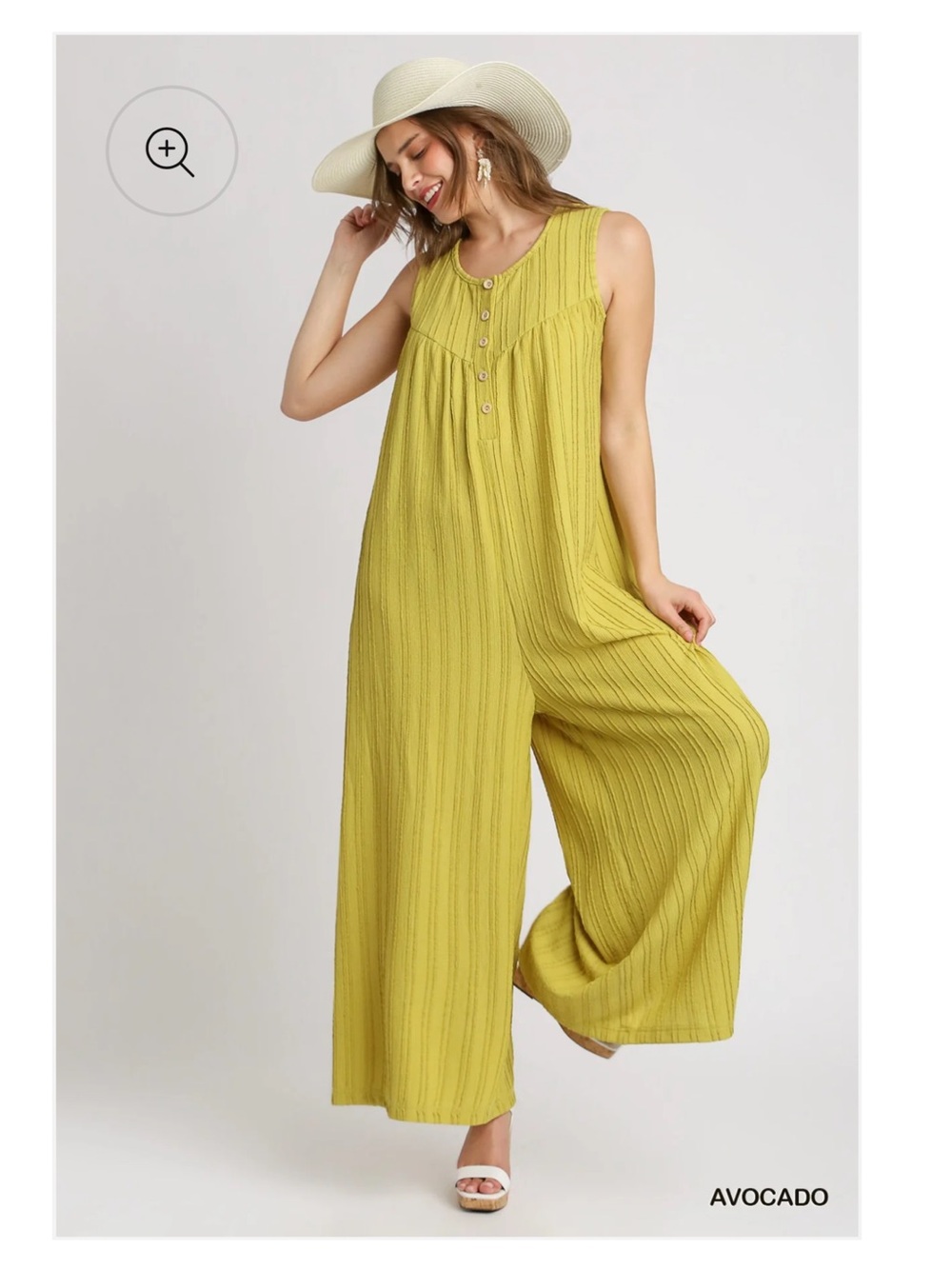 UMGEE Women’s Avocado Green Sleeveless Wide-Leg Jumpsuit